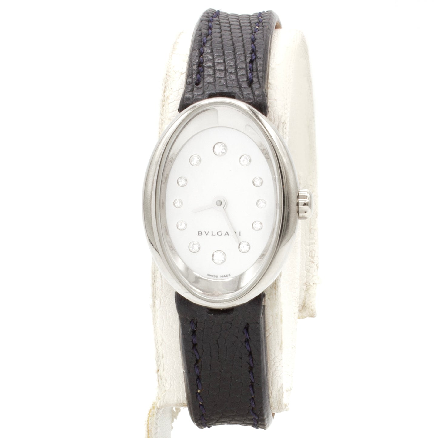 Bulgari Oval 18K white gold watch