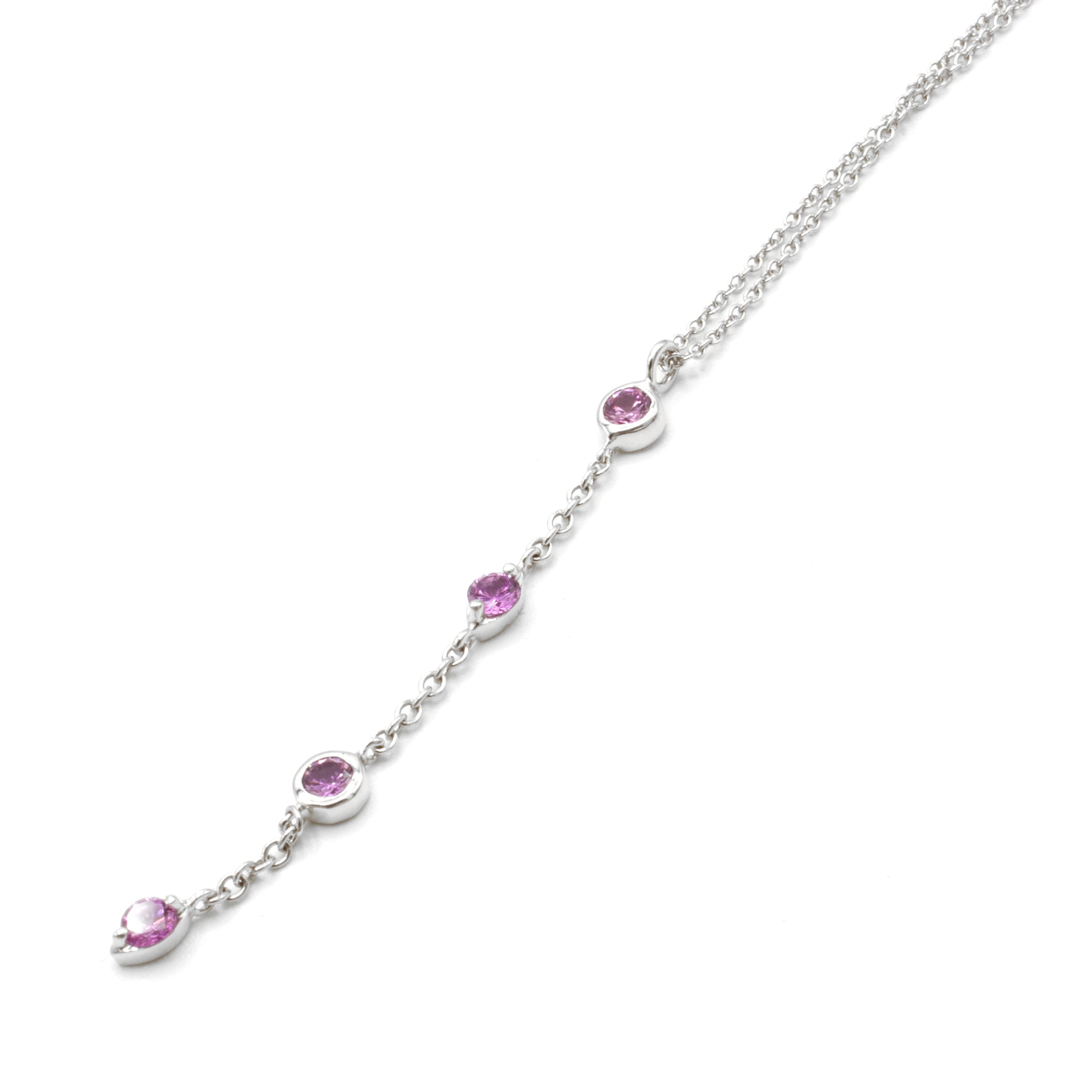 Excellent Tiffany & Co. Mini Heart Lock Pink Sapphire 18k White Gold  Necklace