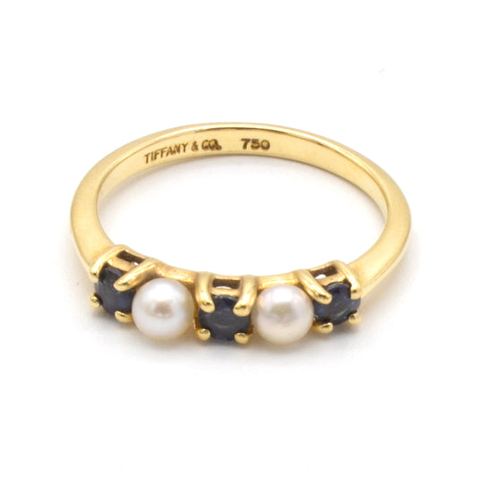 Tiffany & Co Pearl x Sapphire ring SIZE 49